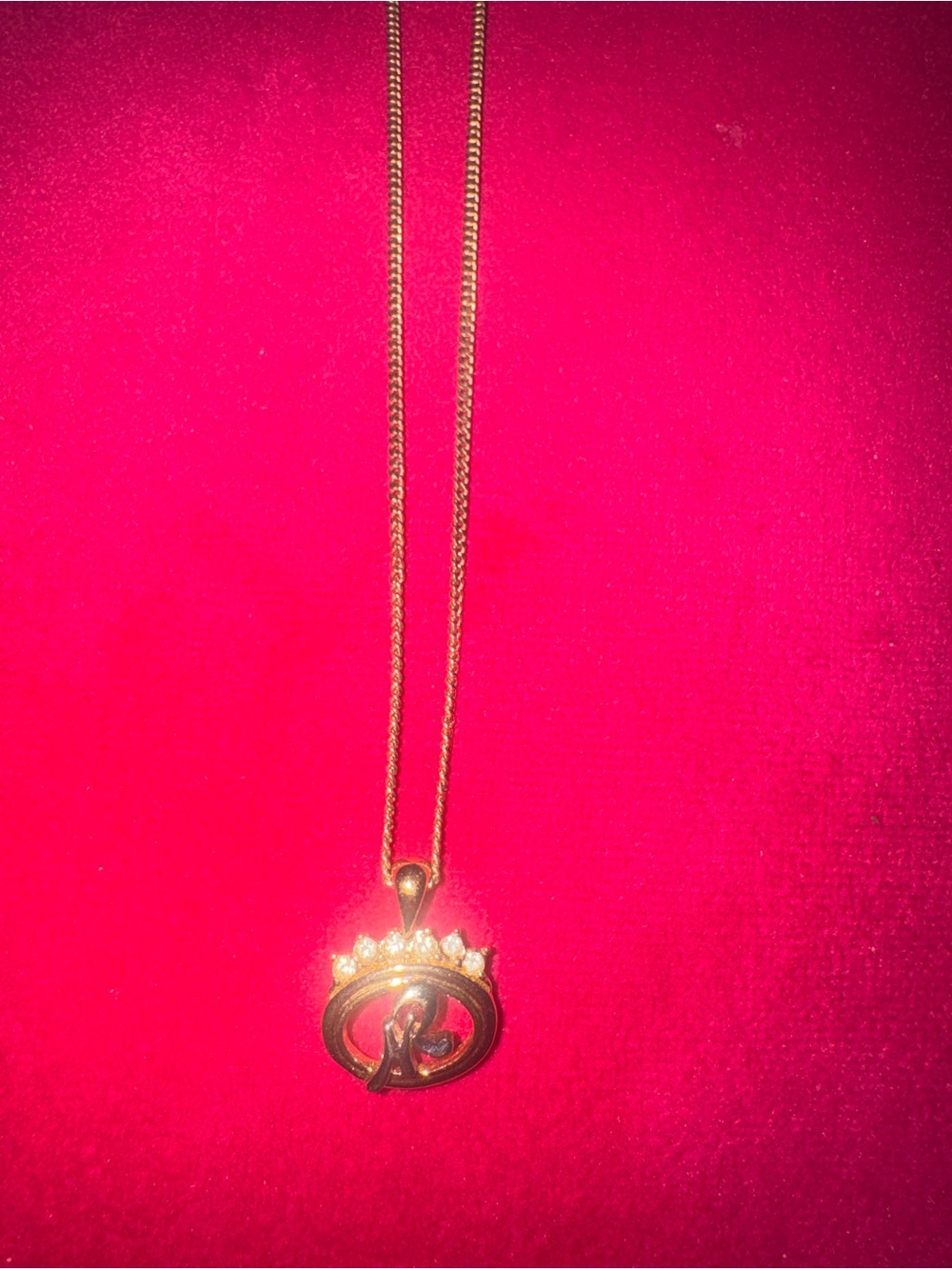 Nina Ricci vintage Gold Tone Crystal Crown Initial Pendant ✅ authentic✅